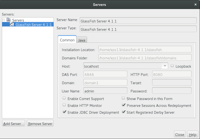 screenshot netbeans glassfish server